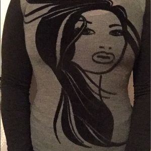 L/S Custo Blk/Grey Velvet Face Shirt XS